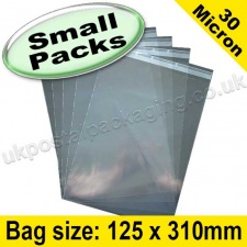 EzePack, Cello Bag, with re-seal flaps, Size 125 x 310mm - Small Packs