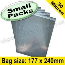 EzePack, Cello Bag, with re-seal flaps, Size 177 x 240mm - Small Packs