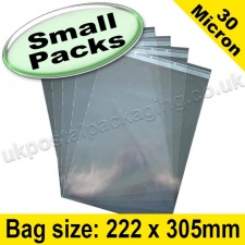 EzePack, Cello Bag, with re-seal flaps, Size 222 x 305mm - Small Packs