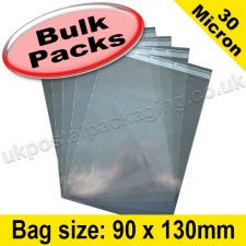 Cello Bag, with re-seal flaps, Size 90 x 130mm - 1,000 pack