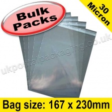 Cello Bag, with re-seal flaps, Size 167 x 230mm - 1,000 pack