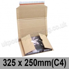 EzePack Corrugated Wraparound/Book Box, 325 x 250 x 80mm (C4) - Pack of 20