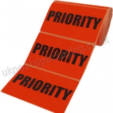 Priority, Yellow Labels, 101.6 x 63.5mm - Roll of 500 - UK Postal Packaging