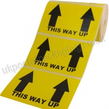 This Way Up, Yellow Labels, 101.6 x 63.5mm - Roll of 500