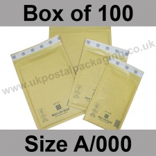 Mail Lite, Gold Bubble Lined Padded Bags, Size A/000 - Box of 100
