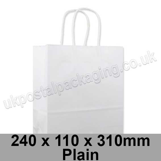 EzePack, Plain White Kraft Carrier Bags 240 x 110 x 310mm