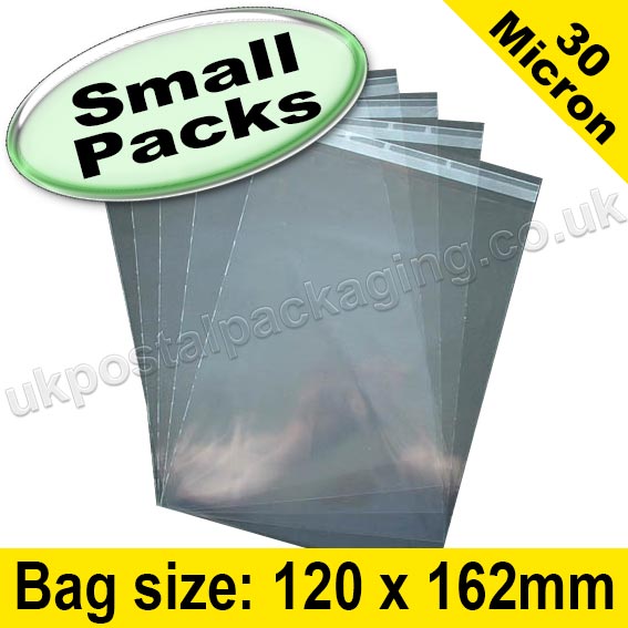 EzePack, Cello Bag, with re-seal flaps, Size 120 x 162mm - Small Packs