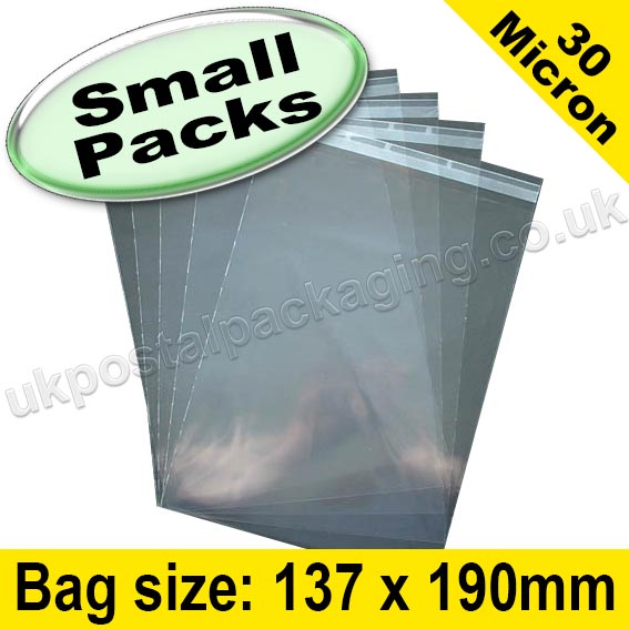 EzePack, Cello Bag, with re-seal flaps, Size 137 x 190mm - Small Packs