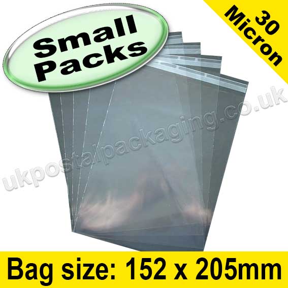 EzePack, Cello Bag, with re-seal flaps, Size 152 x 205mm - Small Packs