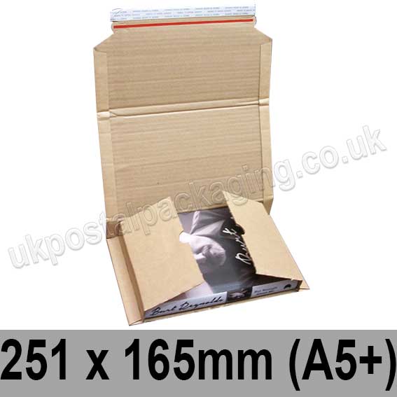 EzePack Corrugated Wraparound/Book Box, 251 x 165 x 60mm (A5+) - Pack of 20