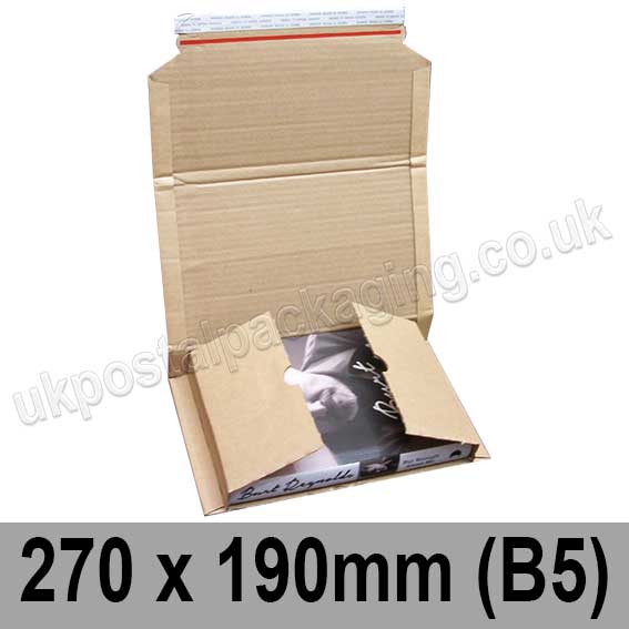 EzePack Corrugated Wraparound/Book Box, 270 x 190 x 80mm (B5) - Pack of ...