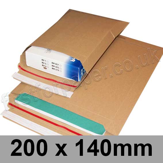 EzePack, Rigid corrugated cardboard envelope, 200 x 140mm - Pack of 20