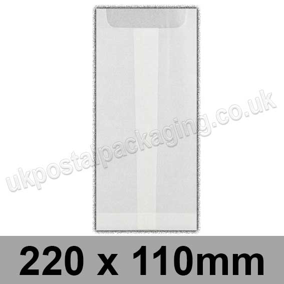 EzePack, Glassine Bag, 220 x 110mm Box of 1,000 UK Postal Packaging