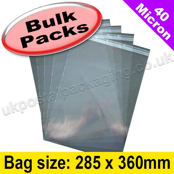 Cello Bag, with re-seal flaps, Size 285 x 360mm - 1,000 Pack