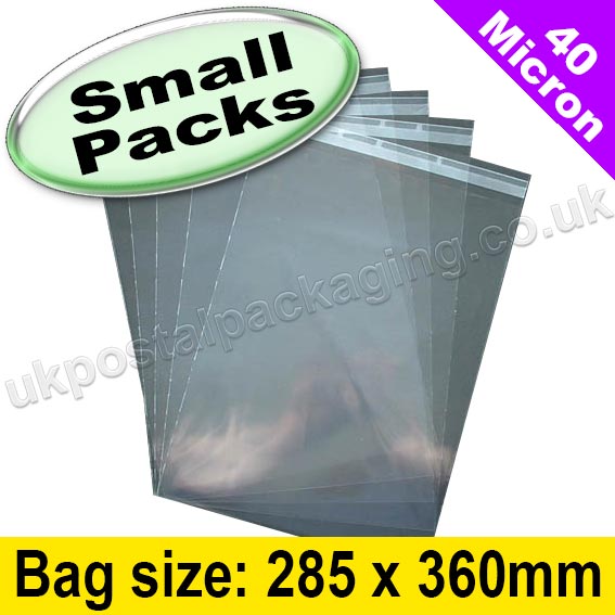 Cello Bag, with re-seal flaps, Size 285 x 360mm - Small Packs