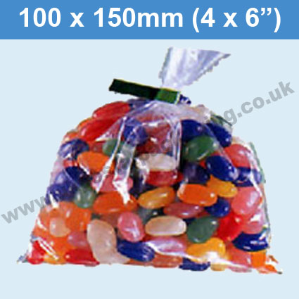 Heavyweight 100mic (400 gauge), Open Top Clear Polythene Bags, 100 x 150mm - Pack of 1,000