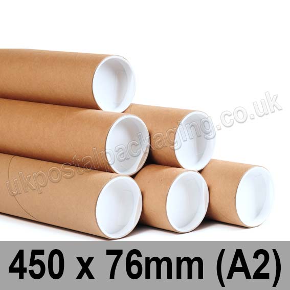 Cardboard Postal Tubes 450 x 76mm Pack of 12 UK Postal Packaging