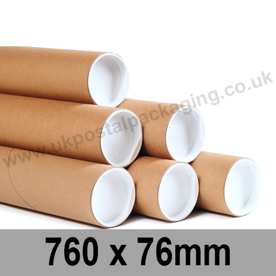 Cardboard Postal Tubes 760 x 76mm Pack of 12 UK Postal Packaging