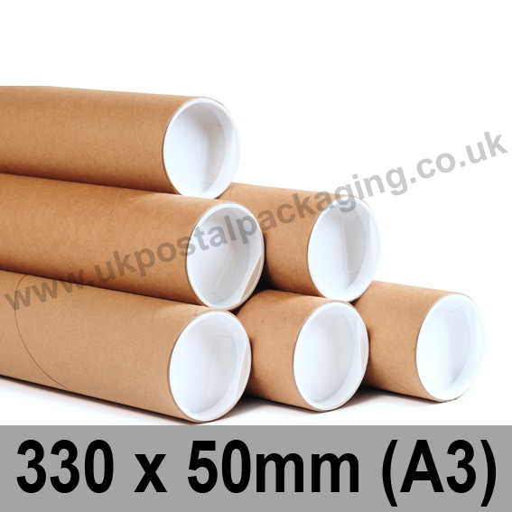 Cardboard Postal Tubes 330 x 50mm (A3) Pack of 25 UK Postal Packaging