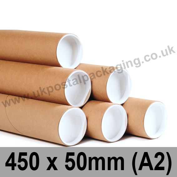 Cardboard Postal Tubes 450 x 50mm (A2) Pack of 25 UK Postal Packaging