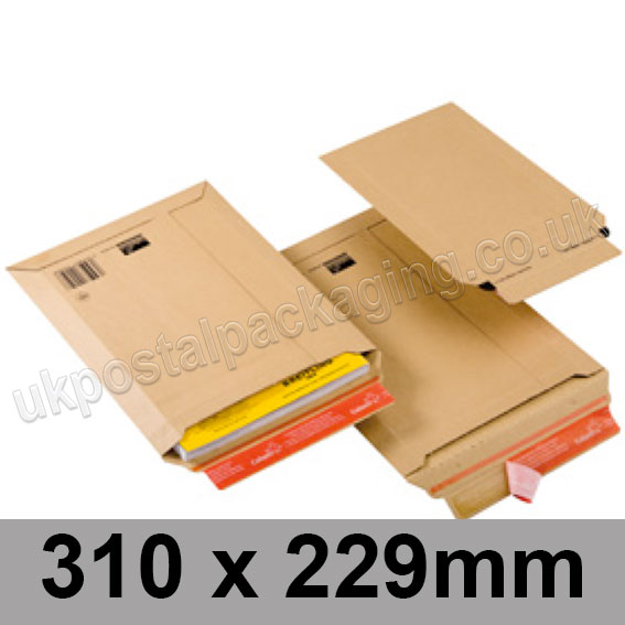 ColomPac, Rigid corrugated cardboard envelope, 310 x 229mm Pack of 20 UK Postal Packaging