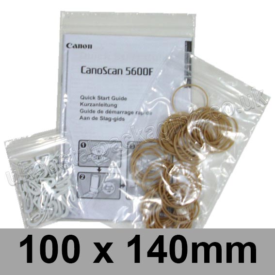 Plain Grip Seal Bags, 100 x 140mm (approx 4 x 5.5 inch) - per 100 bags