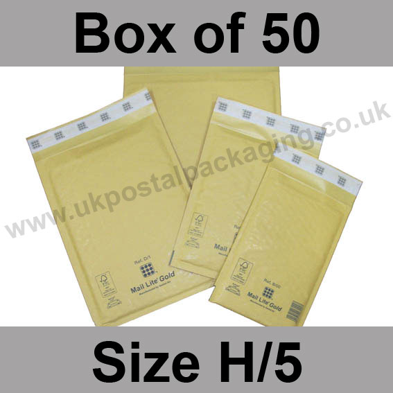 MAIL LITE GOLD BUBBLE-LINED POSTAL ENVELOPES VARIOUS SIZES 